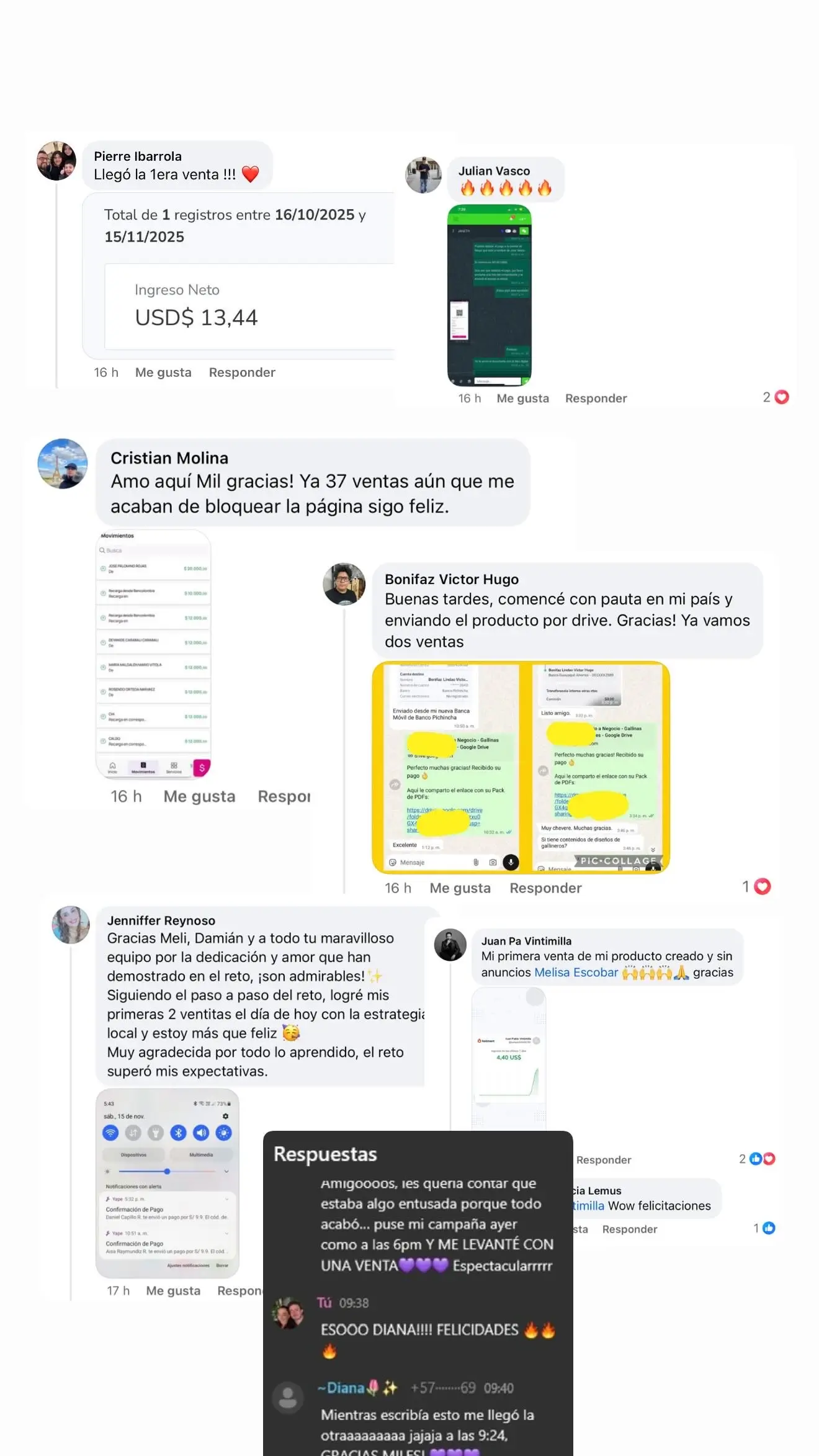 Grupo de soporte del Desafío Vende con IA y opiniones de estudiantes al lanzar campañas