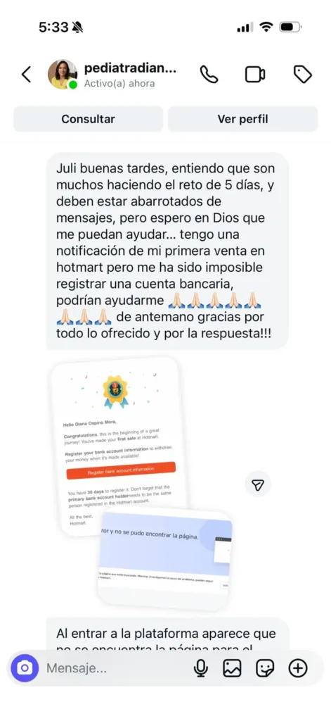 comentarios de alumnos sobre el desafío vende con IA compartidos por Melisa Escobar