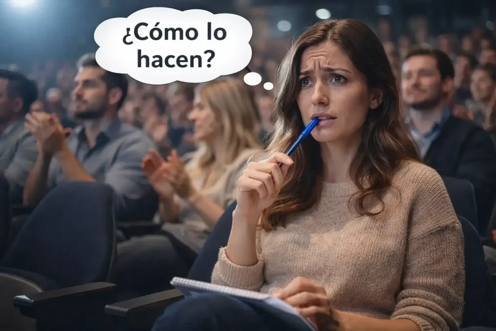 Persona con miedo escénico sin método para comunicar