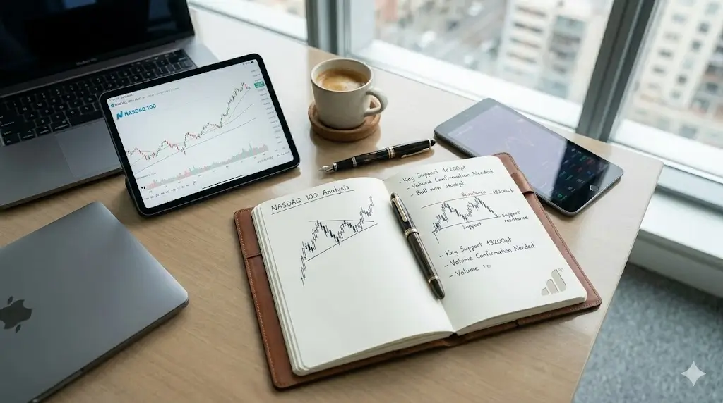 Cuaderno de notas para trading con análisis técnico y gráficas, aspiracional para alumnos de Tradeando.