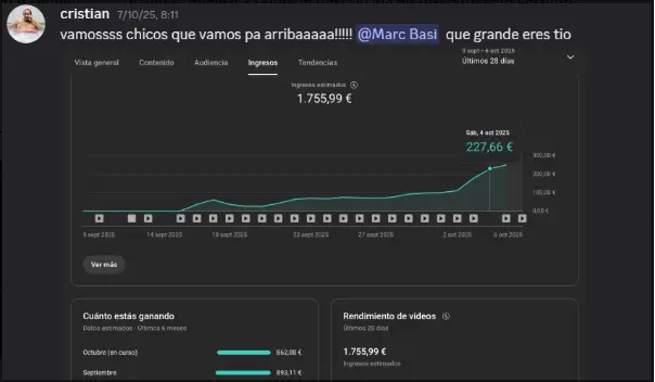 Prueba de cobro real recibida de Google AdSense por un estudiante del curso